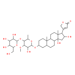 ChemSpider 2D Image | 3-[(6-Deoxy-4-O-hexopyranosyl-3-O-methylhexopyranosyl)oxy]-14,16-dihydroxycard-20(22)-enolide | C36H56O14