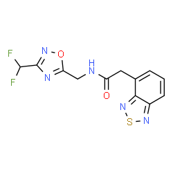 ChemSpider 2D Image | 2-(2,1,3-Benzothiadiazol-4-yl)-N-{[3-(difluoromethyl)-1,2,4-oxadiazol-5-yl]methyl}acetamide | C12H9F2N5O2S