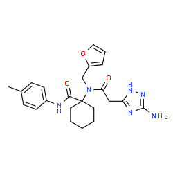 ChemSpider 2D Image | 1-{[(3-Amino-1H-1,2,4-triazol-5-yl)acetyl](2-furylmethyl)amino}-N-(4-methylphenyl)cyclohexanecarboxamide | C23H28N6O3