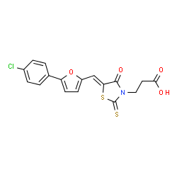 ChemSpider 2D Image | (E)-3-(5((5-(4-CHLOROPHENYL)FURAN-2-YL)METHYLENE)-4-OXO-2-THIOXOTHIAZOLIDIN-3-YL)PROPANOIC ACID | C17H12ClNO4S2