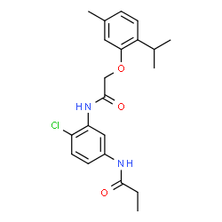 ChemSpider 2D Image | N-(4-Chloro-3-{[(2-isopropyl-5-methylphenoxy)acetyl]amino}phenyl)propanamide | C21H25ClN2O3