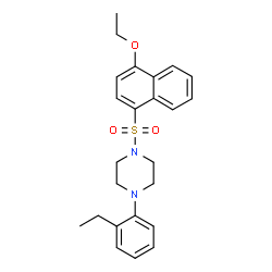 ChemSpider 2D Image | 1-[(4-Ethoxy-1-naphthyl)sulfonyl]-4-(2-ethylphenyl)piperazine | C24H28N2O3S
