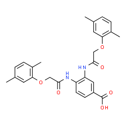 ChemSpider 2D Image | 3,4-Bis{[(2,5-dimethylphenoxy)acetyl]amino}benzoic acid | C27H28N2O6