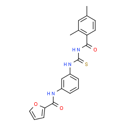 ChemSpider 2D Image | N-(3-{[(2,4-Dimethylbenzoyl)carbamothioyl]amino}phenyl)-2-furamide | C21H19N3O3S