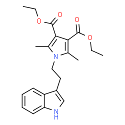 ChemSpider 2D Image | Diethyl 1-[2-(1H-indol-3-yl)ethyl]-2,5-dimethyl-1H-pyrrole-3,4-dicarboxylate | C22H26N2O4