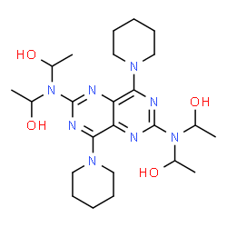 ChemSpider 2D Image | 1,1',1'',1'''-{[4,8-Di(1-piperidinyl)pyrimido[5,4-d]pyrimidine-2,6-diyl]dinitrilo}tetraethanol | C24H40N8O4