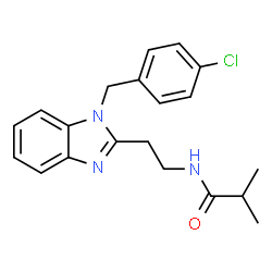 ChemSpider 2D Image | N-{2-[1-(4-Chlorobenzyl)-1H-benzimidazol-2-yl]ethyl}-2-methylpropanamide | C20H22ClN3O