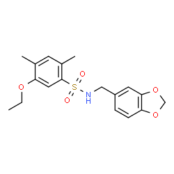 ChemSpider 2D Image | N-(1,3-Benzodioxol-5-ylmethyl)-5-ethoxy-2,4-dimethylbenzenesulfonamide | C18H21NO5S