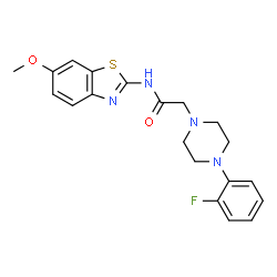 ChemSpider 2D Image | 2-[4-(2-Fluorophenyl)-1-piperazinyl]-N-(6-methoxy-1,3-benzothiazol-2-yl)acetamide | C20H21FN4O2S