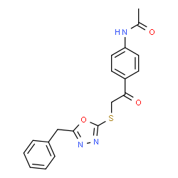 ChemSpider 2D Image | N-(4-{[(5-Benzyl-1,3,4-oxadiazol-2-yl)sulfanyl]acetyl}phenyl)acetamide | C19H17N3O3S