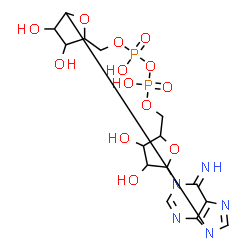 ChemSpider 2D Image | 24-Imino-7,9,11,25,26-pentaoxa-1,17,19,22-tetraaza-8,10-diphosphapentacyclo[18.3.1.1~2,5~.1~13,16~.0~17,21~]hexacosa-18,20,22-triene-3,4,8,10,14,15-hexol 8,10-dioxide | C15H21N5O13P2