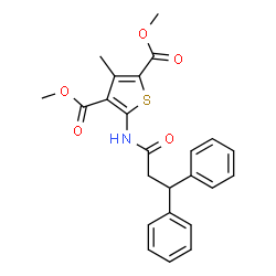 ChemSpider 2D Image | Dimethyl 5-[(3,3-diphenylpropanoyl)amino]-3-methyl-2,4-thiophenedicarboxylate | C24H23NO5S
