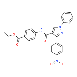 ChemSpider 2D Image | Ethyl 4-({[3-(4-nitrophenyl)-1-phenyl-1H-pyrazol-4-yl]carbonyl}amino)benzoate | C25H20N4O5