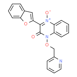 ChemSpider 2D Image | 3-(1-Benzofuran-2-yl)-1-(2-pyridinylmethoxy)-2(1H)-quinoxalinone 4-oxide | C22H15N3O4