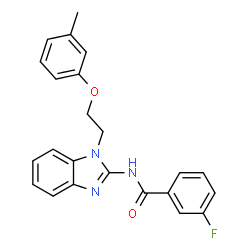 ChemSpider 2D Image | 3-Fluoro-N-{1-[2-(3-methylphenoxy)ethyl]-1H-benzimidazol-2-yl}benzamide | C23H20FN3O2
