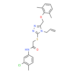 ChemSpider 2D Image | 2-({4-Allyl-5-[(2,6-dimethylphenoxy)methyl]-4H-1,2,4-triazol-3-yl}sulfanyl)-N-(3-chloro-4-methylphenyl)acetamide | C23H25ClN4O2S