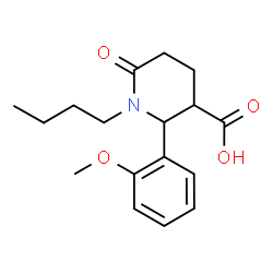 ChemSpider 2D Image | 1-Butyl-2-(2-methoxyphenyl)-6-oxo-3-piperidinecarboxylic acid | C17H23NO4