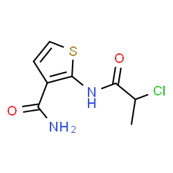 ChemSpider 2D Image | 2-[(2-Chloropropanoyl)amino]-3-thiophenecarboxamide | C8H9ClN2O2S