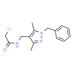 ChemSpider 2D Image | N-[(1-Benzyl-3,5-dimethyl-1H-pyrazol-4-yl)methyl]-2-chloroacetamide | C15H18ClN3O