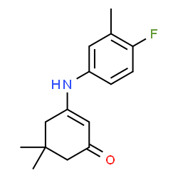ChemSpider 2D Image | 3-[(4-Fluoro-3-methylphenyl)amino]-5,5-dimethyl-2-cyclohexen-1-one | C15H18FNO