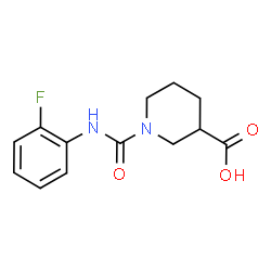 ChemSpider 2D Image | 1-((2-Fluorophenyl)carbamoyl)piperidine-3-carboxylic acid | C13H15FN2O3