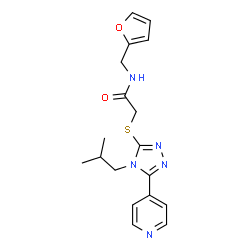 ChemSpider 2D Image | N-(2-Furylmethyl)-2-{[4-isobutyl-5-(4-pyridinyl)-4H-1,2,4-triazol-3-yl]sulfanyl}acetamide | C18H21N5O2S
