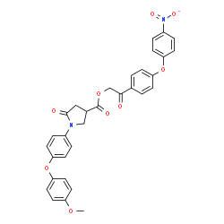 ChemSpider 2D Image | 2-[4-(4-Nitrophenoxy)phenyl]-2-oxoethyl 1-[4-(4-methoxyphenoxy)phenyl]-5-oxo-3-pyrrolidinecarboxylate | C32H26N2O9