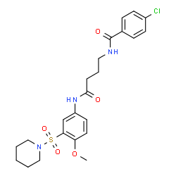 ChemSpider 2D Image | 4-Chloro-N-(4-{[4-methoxy-3-(1-piperidinylsulfonyl)phenyl]amino}-4-oxobutyl)benzamide | C23H28ClN3O5S