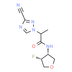 ChemSpider 2D Image | 2-(3-Cyano-1H-1,2,4-triazol-1-yl)-N-[(3R,4R)-4-fluorotetrahydro-3-furanyl]propanamide | C10H12FN5O2