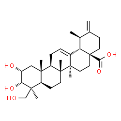 ChemSpider 2D Image | (2alpha,3alpha)-2,3,24-Trihydroxyursa-12,20(30)-dien-28-oic acid | C30H46O5