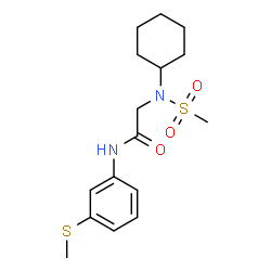 ChemSpider 2D Image | N~2~-Cyclohexyl-N-[3-(methylsulfanyl)phenyl]-N~2~-(methylsulfonyl)glycinamide | C16H24N2O3S2