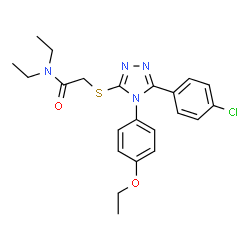 ChemSpider 2D Image | 2-{[5-(4-Chlorophenyl)-4-(4-ethoxyphenyl)-4H-1,2,4-triazol-3-yl]sulfanyl}-N,N-diethylacetamide | C22H25ClN4O2S