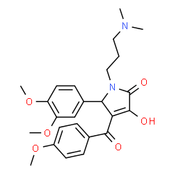ChemSpider 2D Image | 5-(3,4-Dimethoxyphenyl)-1-[3-(dimethylamino)propyl]-3-hydroxy-4-(4-methoxybenzoyl)-1,5-dihydro-2H-pyrrol-2-one | C25H30N2O6
