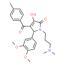 ChemSpider 2D Image | 5-(3,4-Dimethoxyphenyl)-1-[3-(dimethylamino)propyl]-3-hydroxy-4-(4-methylbenzoyl)-1,5-dihydro-2H-pyrrol-2-one | C25H30N2O5