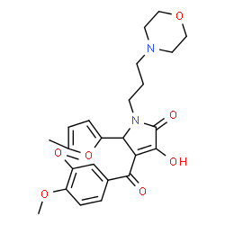 ChemSpider 2D Image | 4-(3,4-Dimethoxybenzoyl)-3-hydroxy-5-(5-methyl-2-furyl)-1-[3-(4-morpholinyl)propyl]-1,5-dihydro-2H-pyrrol-2-one | C25H30N2O7