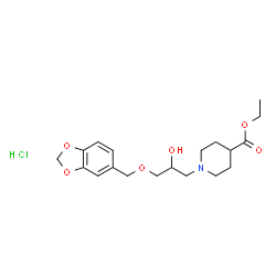 ChemSpider 2D Image | Ethyl 1-[3-(1,3-benzodioxol-5-ylmethoxy)-2-hydroxypropyl]-4-piperidinecarboxylate hydrochloride (1:1) | C19H28ClNO6