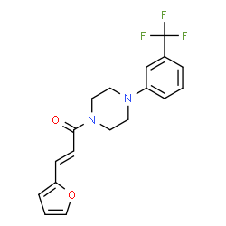 ChemSpider 2D Image | (2E)-3-(2-Furyl)-1-{4-[3-(trifluoromethyl)phenyl]-1-piperazinyl}-2-propen-1-one | C18H17F3N2O2