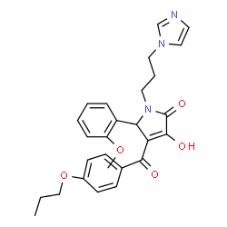 ChemSpider 2D Image | 3-Hydroxy-1-[3-(1H-imidazol-1-yl)propyl]-5-(2-methoxyphenyl)-4-(4-propoxybenzoyl)-1,5-dihydro-2H-pyrrol-2-one | C27H29N3O5