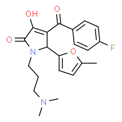 ChemSpider 2D Image | 1-[3-(Dimethylamino)propyl]-4-(4-fluorobenzoyl)-3-hydroxy-5-(5-methyl-2-furyl)-1,5-dihydro-2H-pyrrol-2-one | C21H23FN2O4