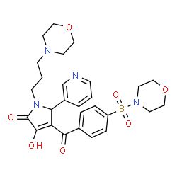 ChemSpider 2D Image | 3-Hydroxy-1-[3-(4-morpholinyl)propyl]-4-[4-(4-morpholinylsulfonyl)benzoyl]-5-(3-pyridinyl)-1,5-dihydro-2H-pyrrol-2-one | C27H32N4O7S