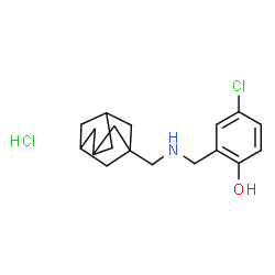 ChemSpider 2D Image | 2-{[(Adamantan-1-ylmethyl)amino]methyl}-4-chlorophenol hydrochloride (1:1) | C18H25Cl2NO