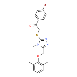 ChemSpider 2D Image | 1-(4-Bromophenyl)-2-({5-[(2,6-dimethylphenoxy)methyl]-4-methyl-4H-1,2,4-triazol-3-yl}sulfanyl)ethanone | C20H20BrN3O2S