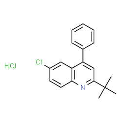 ChemSpider 2D Image | 6-Chloro-2-(2-methyl-2-propanyl)-4-phenylquinoline hydrochloride (1:1) | C19H19Cl2N