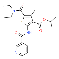 ChemSpider 2D Image | Isopropyl 5-(diethylcarbamoyl)-4-methyl-2-[(3-pyridinylcarbonyl)amino]-3-thiophenecarboxylate | C20H25N3O4S