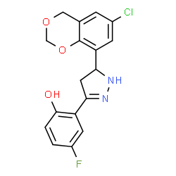 ChemSpider 2D Image | 2-[5-(6-Chloro-4H-1,3-benzodioxin-8-yl)-4,5-dihydro-1H-pyrazol-3-yl]-4-fluorophenol | C17H14ClFN2O3