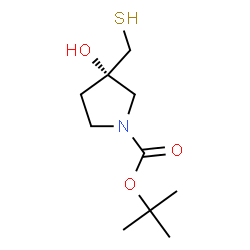ChemSpider 2D Image | 2-Methyl-2-propanyl (3S)-3-hydroxy-3-(sulfanylmethyl)-1-pyrrolidinecarboxylate | C10H19NO3S