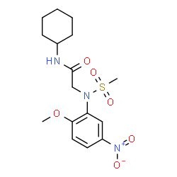ChemSpider 2D Image | N-Cyclohexyl-N~2~-(2-methoxy-5-nitrophenyl)-N~2~-(methylsulfonyl)glycinamide | C16H23N3O6S
