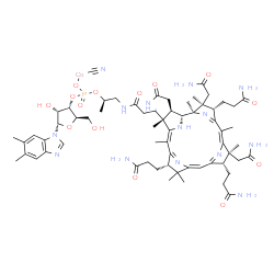 ChemSpider 2D Image | cyano-[[(2R,3S,4R,5S)-5-(5,6-dimethylbenzimidazol-1-yl)-4-hydroxy-2-(hydroxymethyl)tetrahydrofuran-3-yl]oxy-[(1R)-1-methyl-2-[3-[(1R,2R,3R,4Z,7S,9Z,12S,13S,14Z,17S,18S,19R)-2,13,18-tris(2-amino-2-oxo-ethyl)-7,12,17-tris(3-amino-3-oxo-propyl)-3,5,8,8,13,15,18,19-octamethyl-1,2,7,12,17,21-hexahydrocorrin-3-yl]propanoylamino]ethoxy]phosphoryl]oxy-cobalt | C63H89CoN14O14P