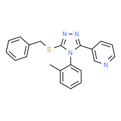 ChemSpider 2D Image | 3-[5-(Benzylsulfanyl)-4-(2-methylphenyl)-4H-1,2,4-triazol-3-yl]pyridine | C21H18N4S