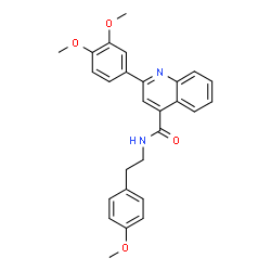 ChemSpider 2D Image | 2-(3,4-Dimethoxyphenyl)-N-[2-(4-methoxyphenyl)ethyl]-4-quinolinecarboxamide | C27H26N2O4